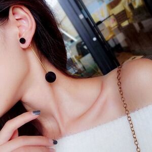 (B1) Black Velvet Ball Earrings